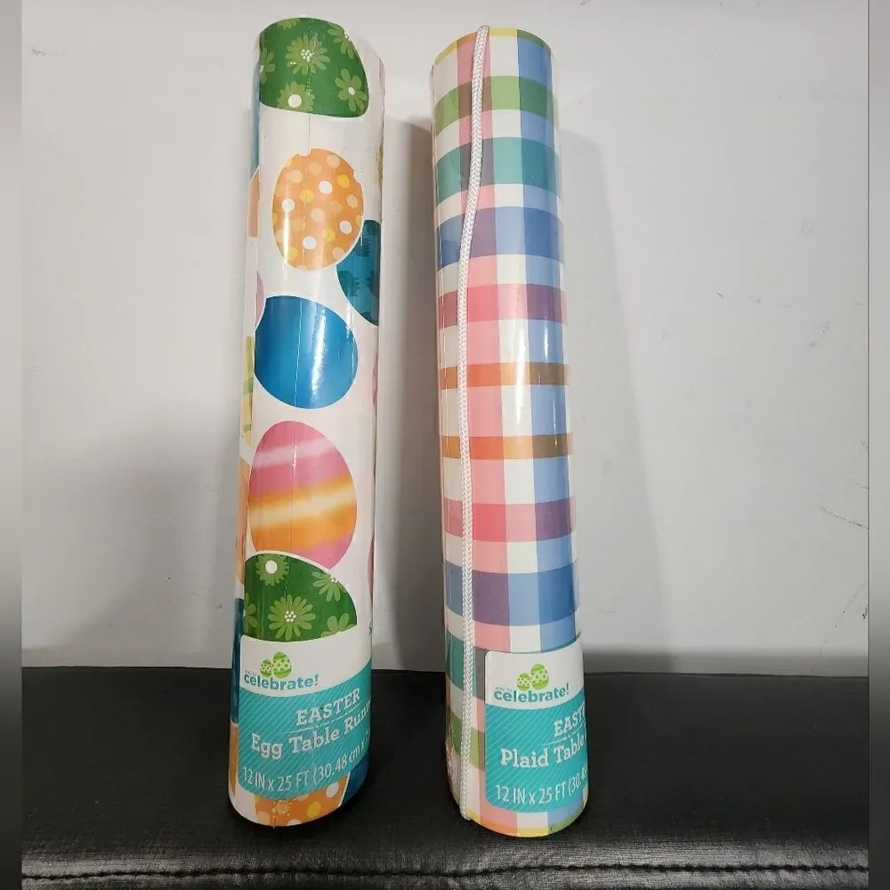 Lot of two rolls of paper Easter table runner 12 in  x 25 ft  pastel